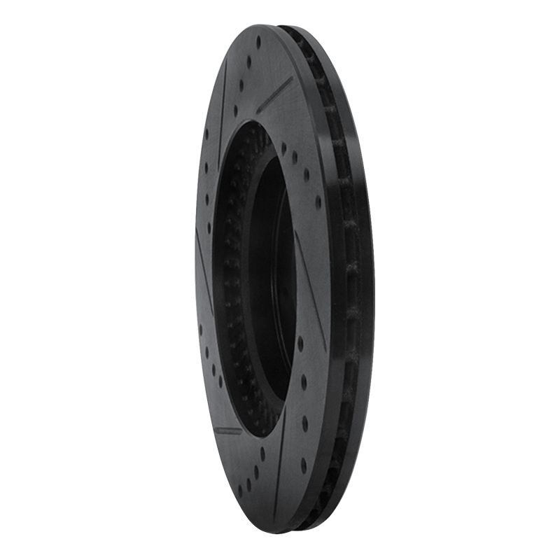 Mazda MX-5 Miata Brake Rotor (1) - Front Right - R1 Concepts - Drilled & Slotted - Black - `06-`15